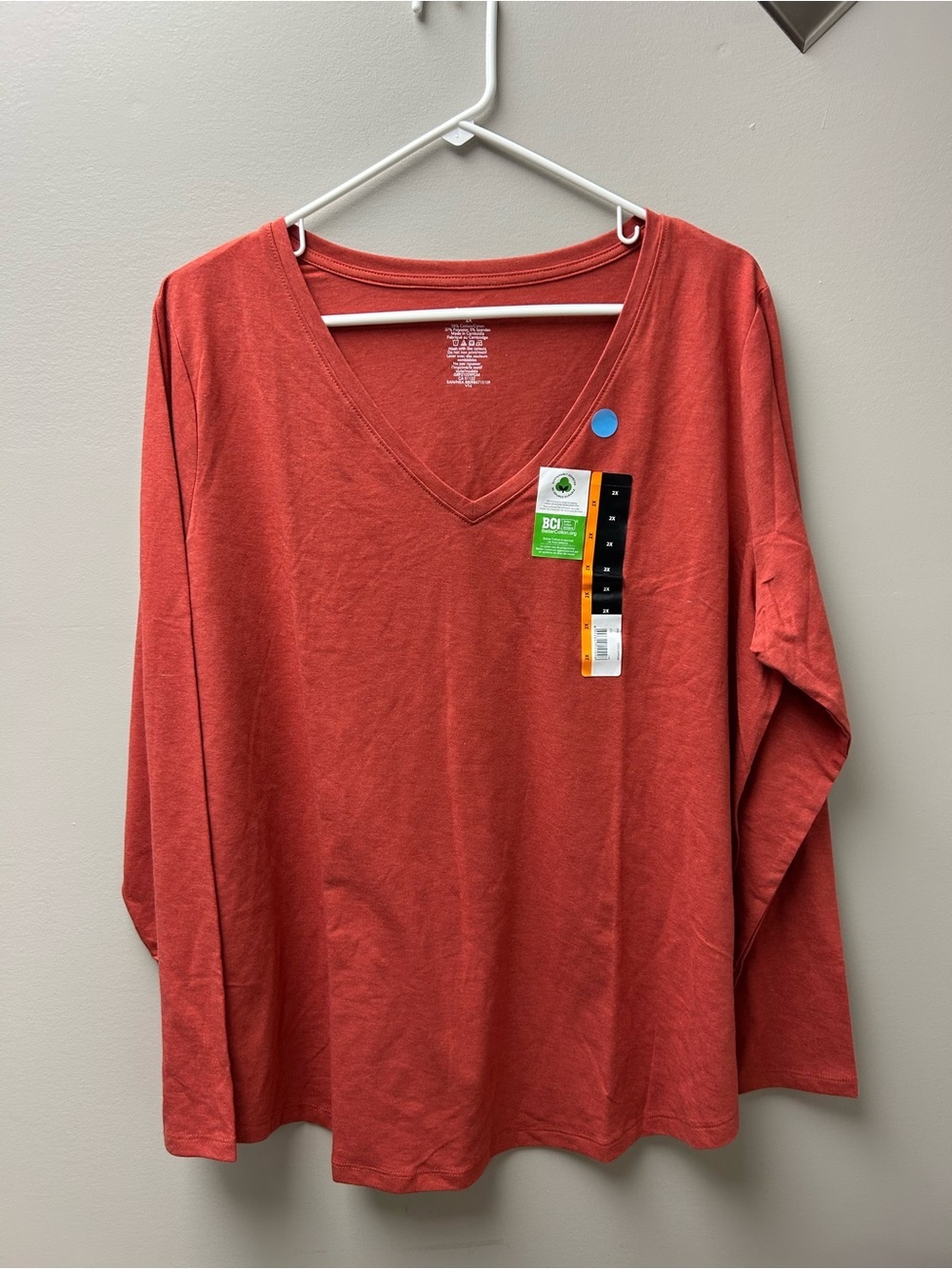 George Women’s Orange V Neck Long Sleeve Shirt